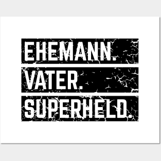 Ehemann Vater Superheld (Super Papa / Superpapa / Vintage / Black) Posters and Art